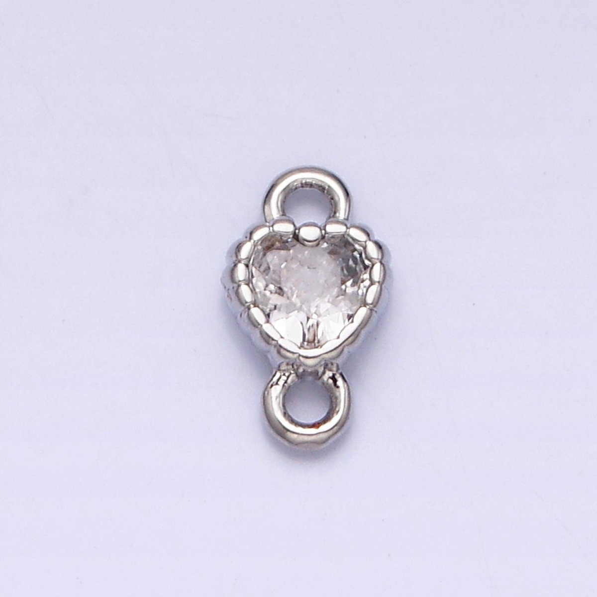 14K Gold Filled 4mm Clear Heart CZ Beaded Connector in Gold & Silver | Y-914 Y-915