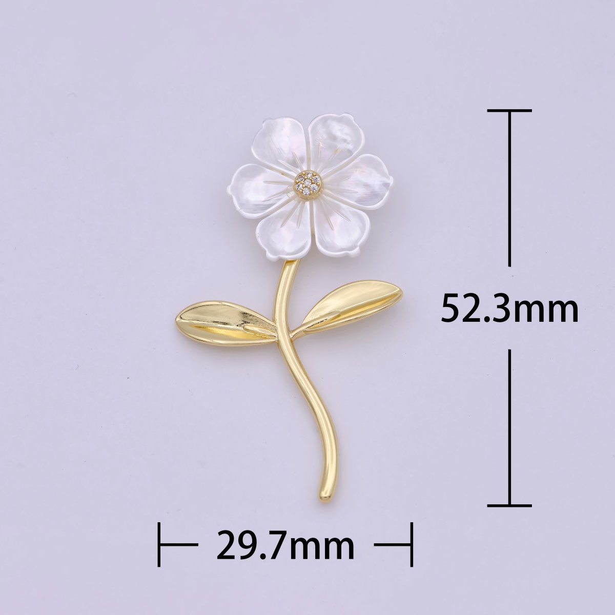 14K Gold Filled 52mm Micro Paved Bindweed Flower Pendant | H469