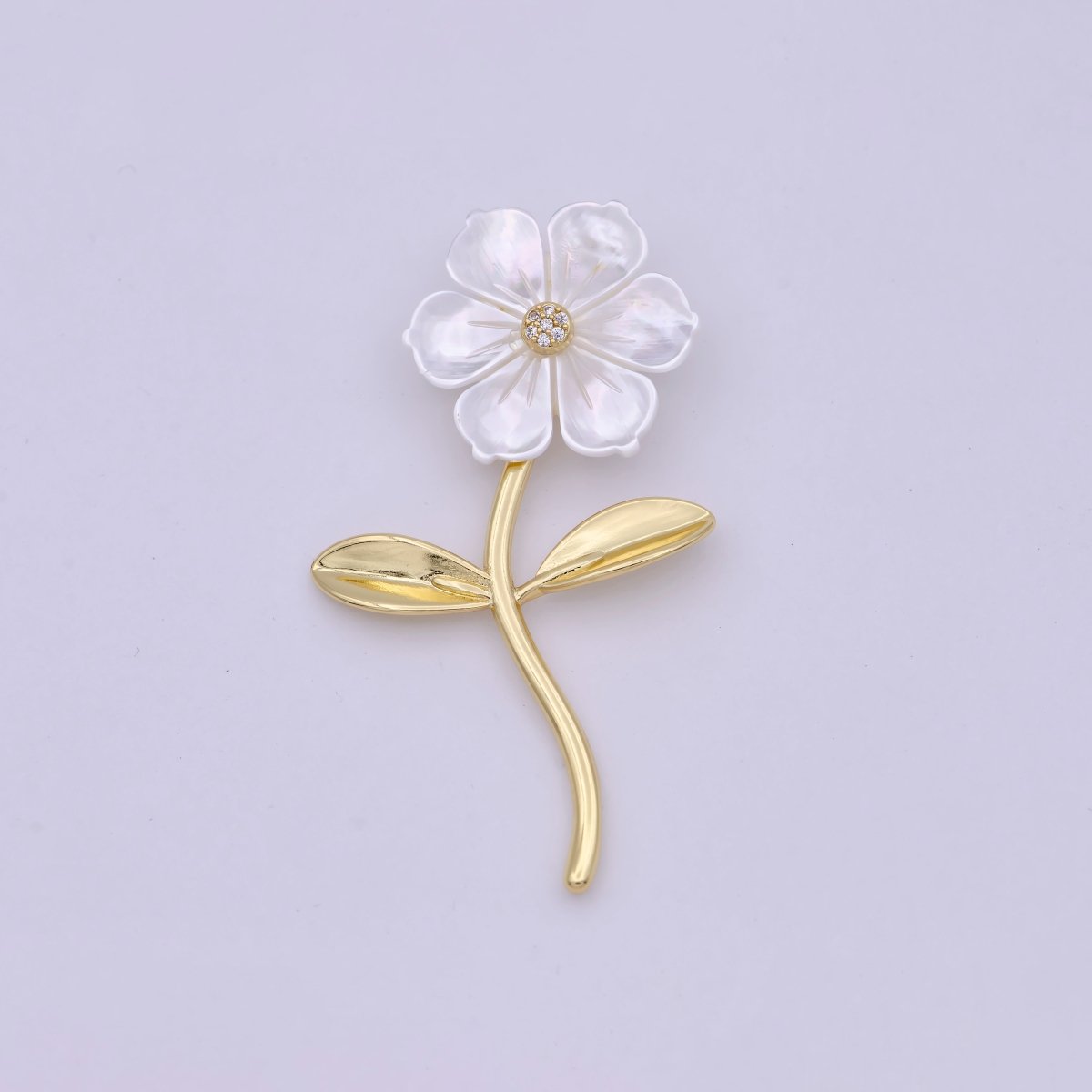 14K Gold Filled 52mm Micro Paved Bindweed Flower Pendant | H469