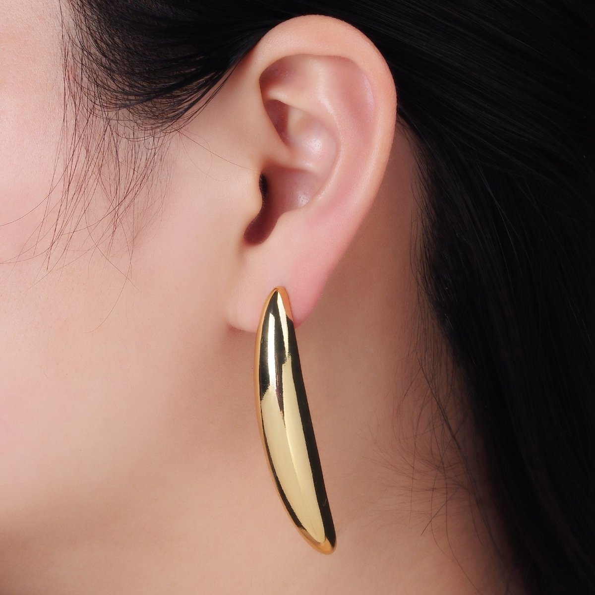 14K Gold Filled 55mm Curved Dome Sphere Stud Earrings | P465