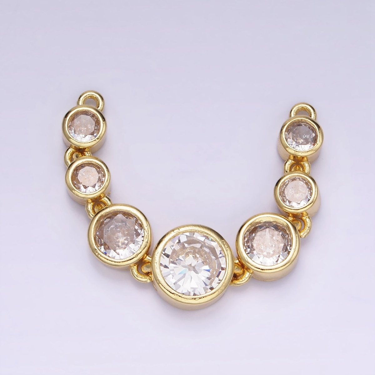 14K Gold Filled 58mm Multiple Clear Round CZ Lined Connector | G269