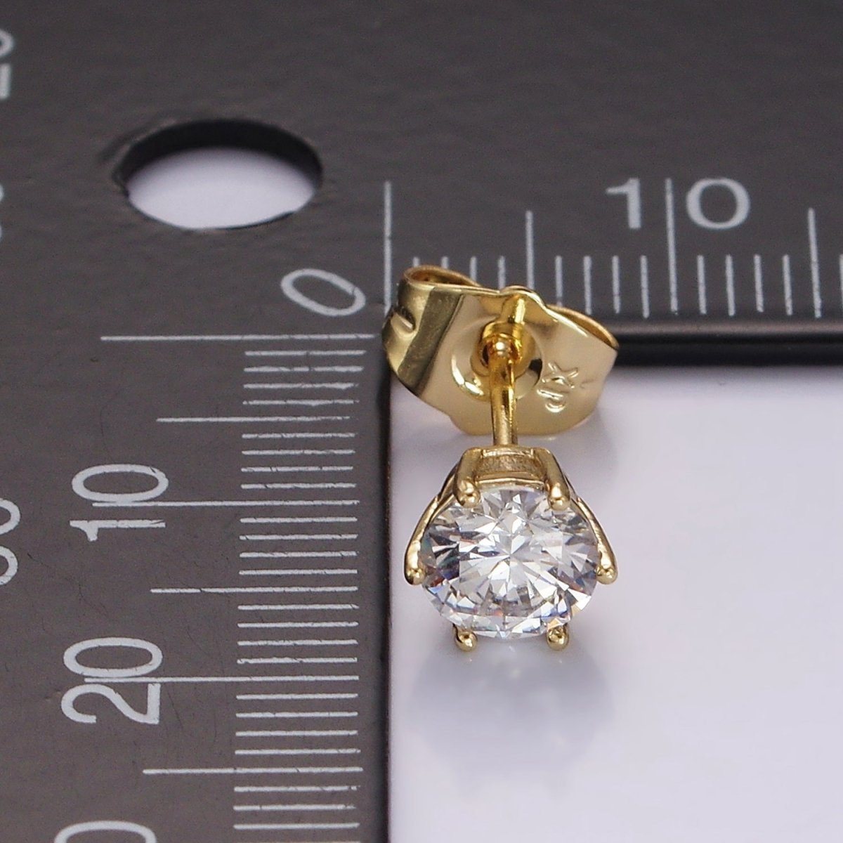 14K Gold Filled 5mm Clear CZ Round Bezel Minimalist Stud Earrings | AB1131