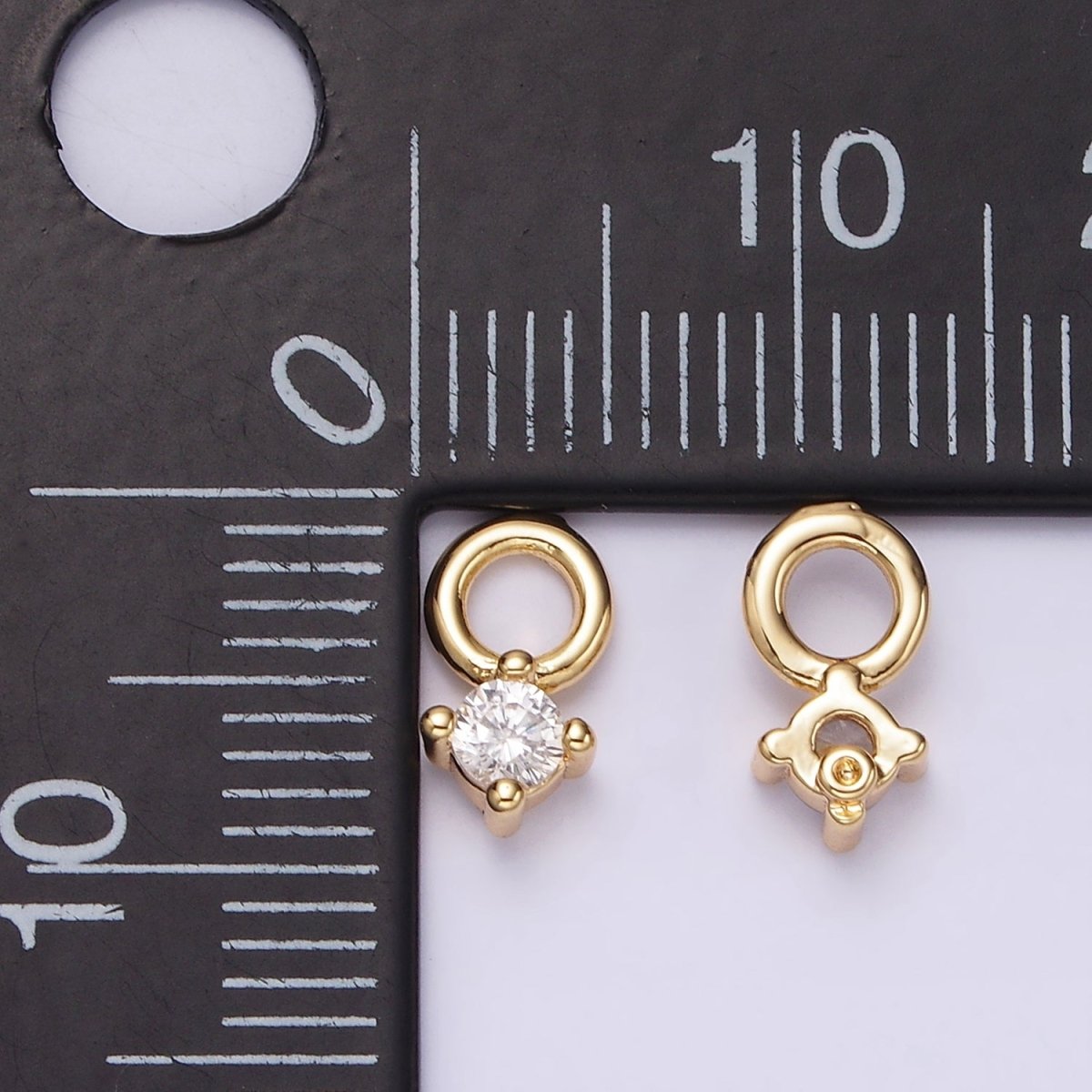 14K Gold Filled 5mm Clear CZ Round Mini Add-On Earring Charm | AG529