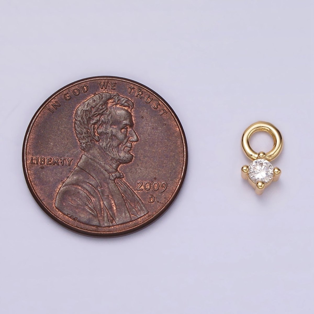 14K Gold Filled 5mm Clear CZ Round Mini Add-On Earring Charm | AG529