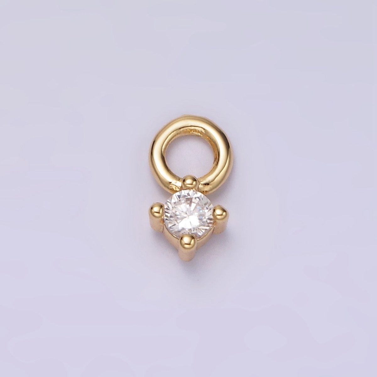 14K Gold Filled 5mm Clear CZ Round Mini Add-On Earring Charm | AG529