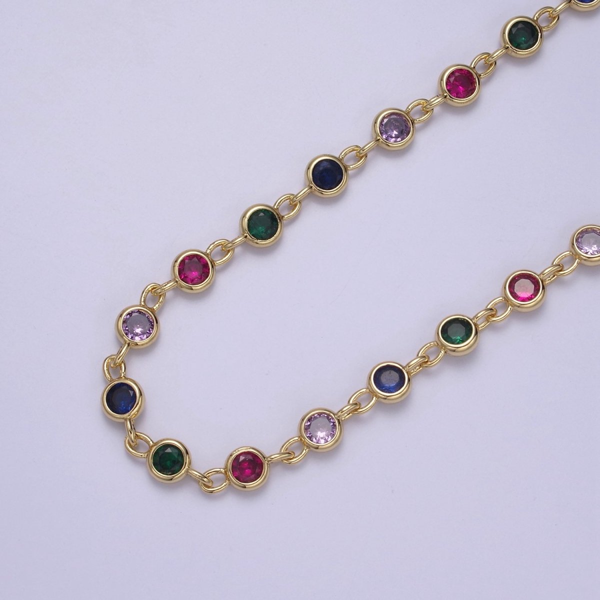 14K Gold Filled 6MM Round Cut Bezel Chain by Yard, Station Necklace CZ Diamond by Foot for Necklace Bracelet Jewelry Making | ROLL-771 Clearance Pricing