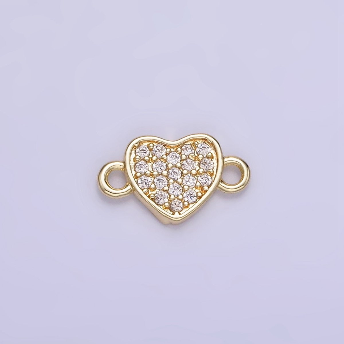 14K Gold Filled 7mm Micro Paved CZ Heart Mini Connector | G290