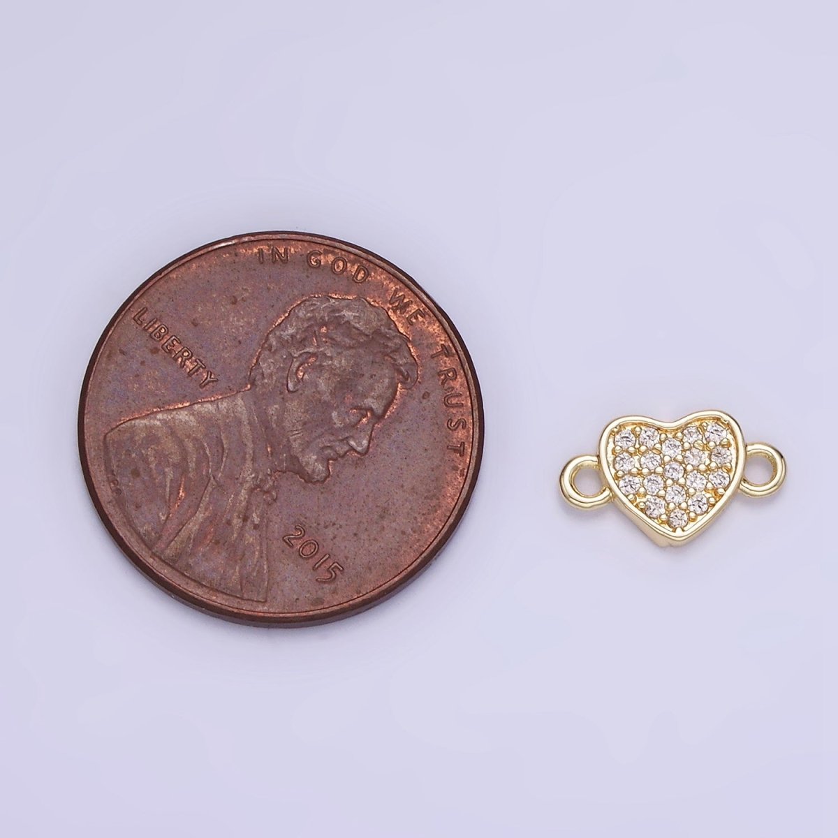 14K Gold Filled 7mm Micro Paved CZ Heart Mini Connector | G290