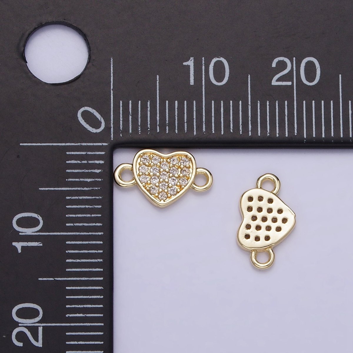 14K Gold Filled 7mm Micro Paved CZ Heart Mini Connector | G290