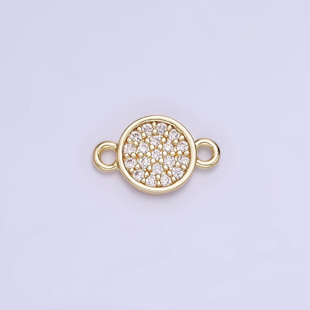 14K Gold Filled 7mm Micro Paved CZ Round Mini Connector | G291