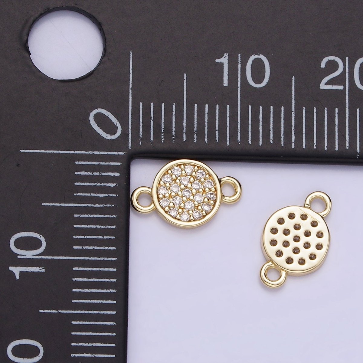 14K Gold Filled 7mm Micro Paved CZ Round Mini Connector | G291