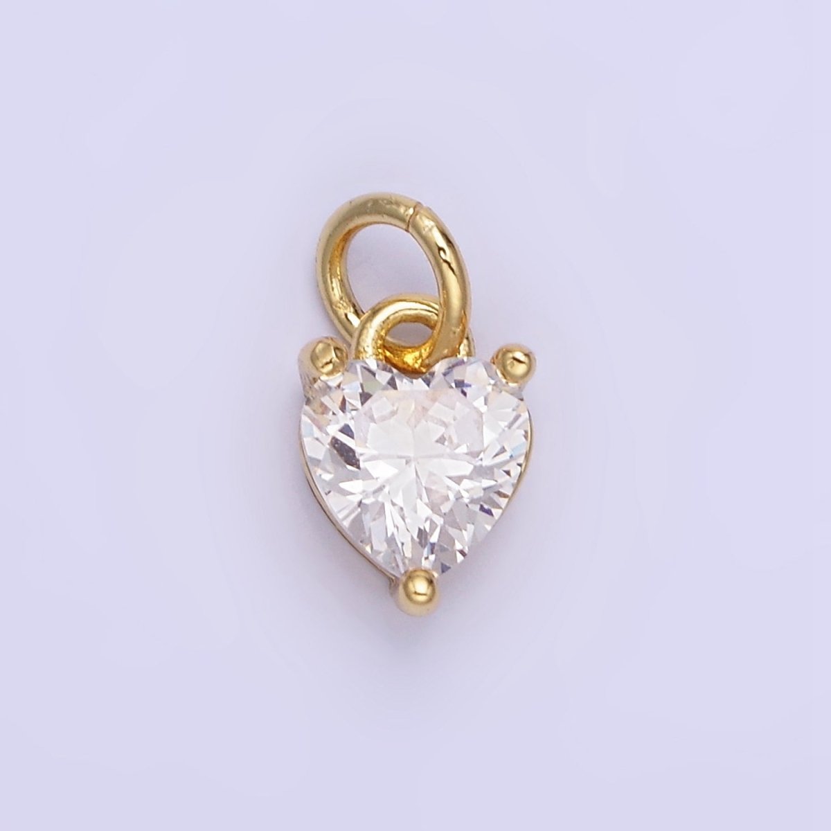 14k Gold Filled 8.7mm CZ Cubic Zirconia Heart Charm in Gold & Silver | W590 - W606
