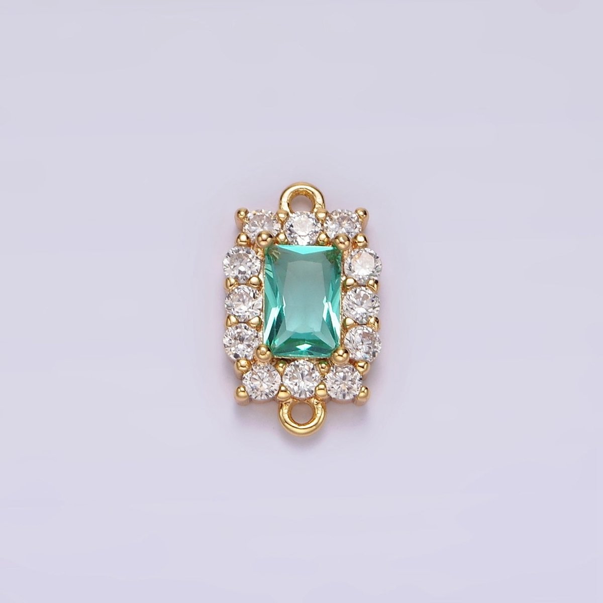 14K Gold Filled 8mm Baguette CZ Micro Paved Birth Month Personalized Connector | G-129 - G-142