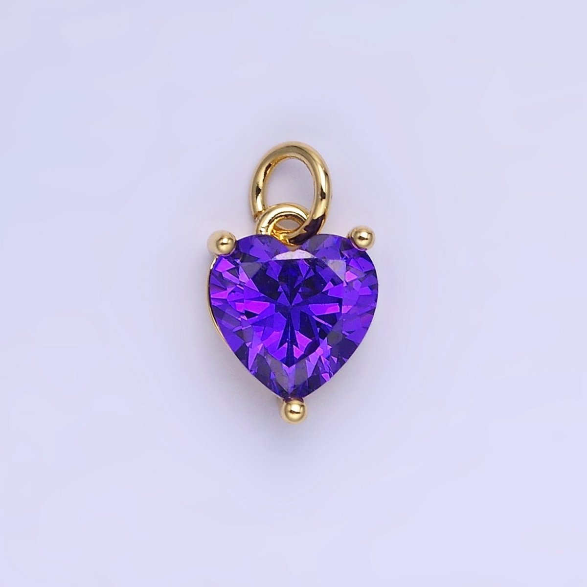 14K Gold Filled 10.3mm CZ Cubic Zirconia Heart Charm in Gold & Silver | W566 - W581