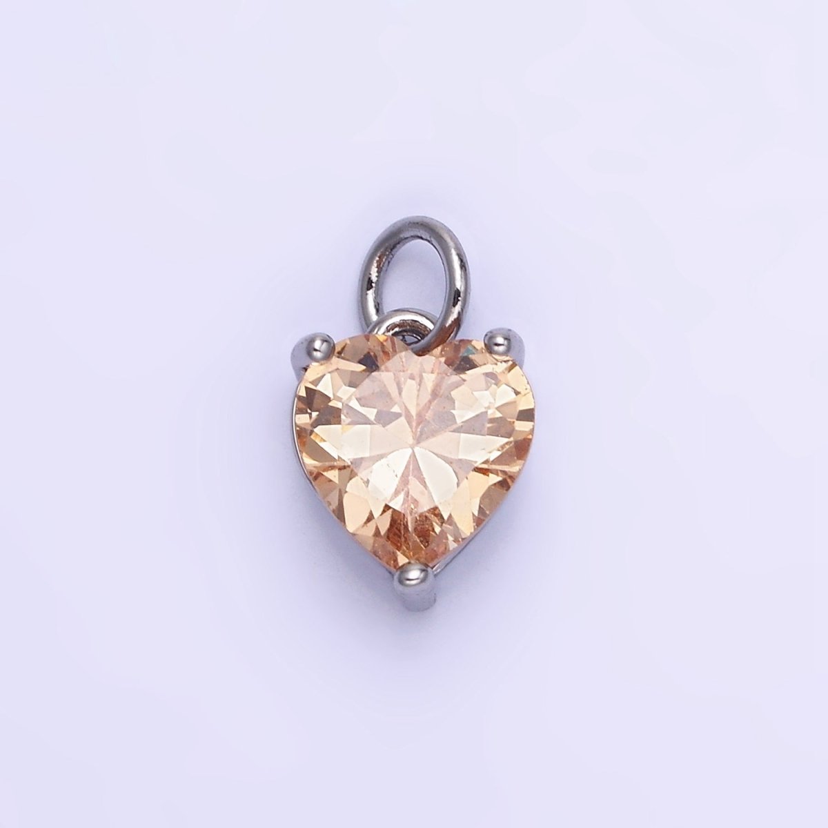 14K Gold Filled 10.3mm CZ Cubic Zirconia Heart Charm in Gold & Silver | W566 - W581