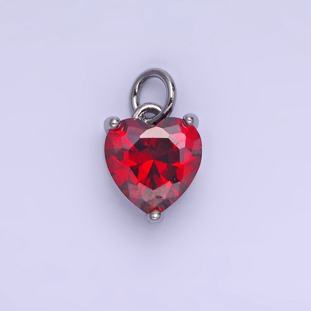 14K Gold Filled 10.3mm CZ Cubic Zirconia Heart Charm in Gold & Silver | W566 - W581