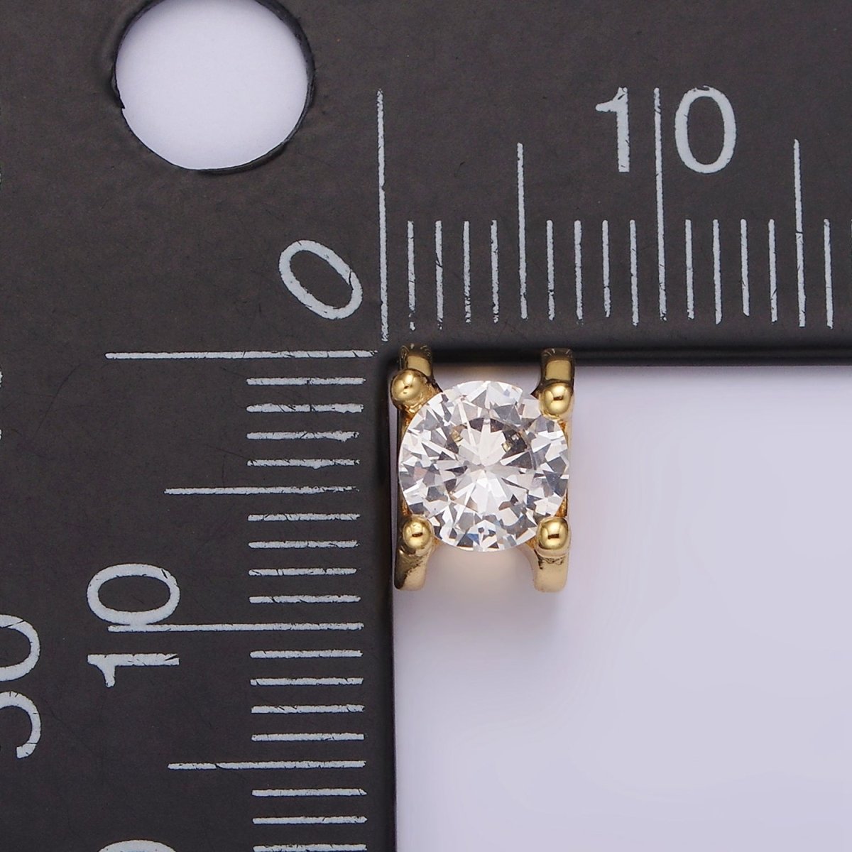 14K Gold Filled 9mm Clear CZ Round Claw Bead | B841