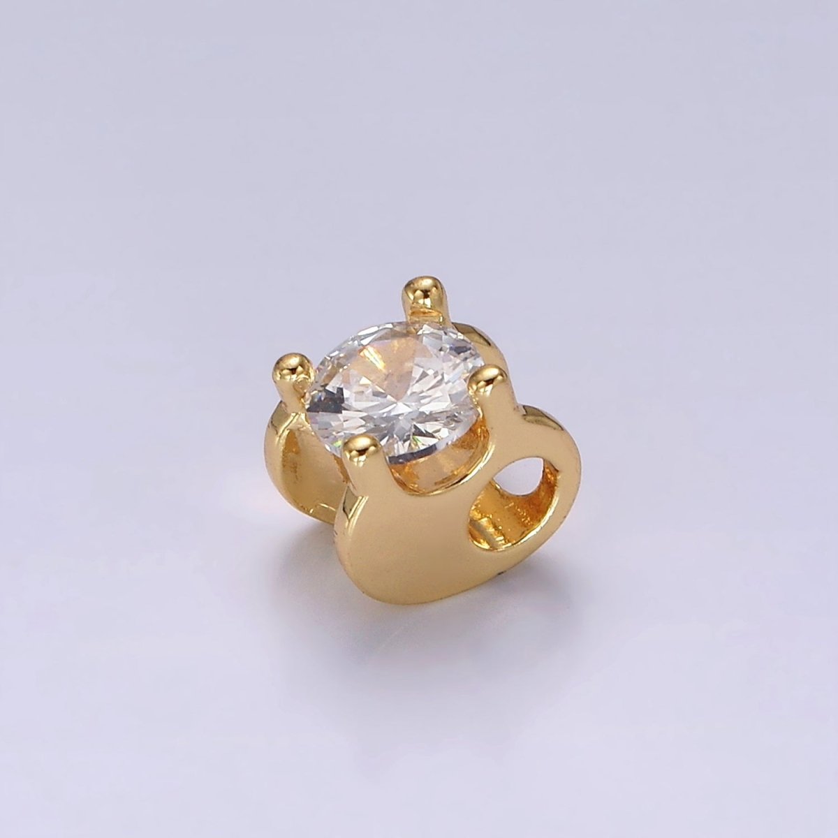 14K Gold Filled 9mm Clear CZ Round Claw Bead | B841