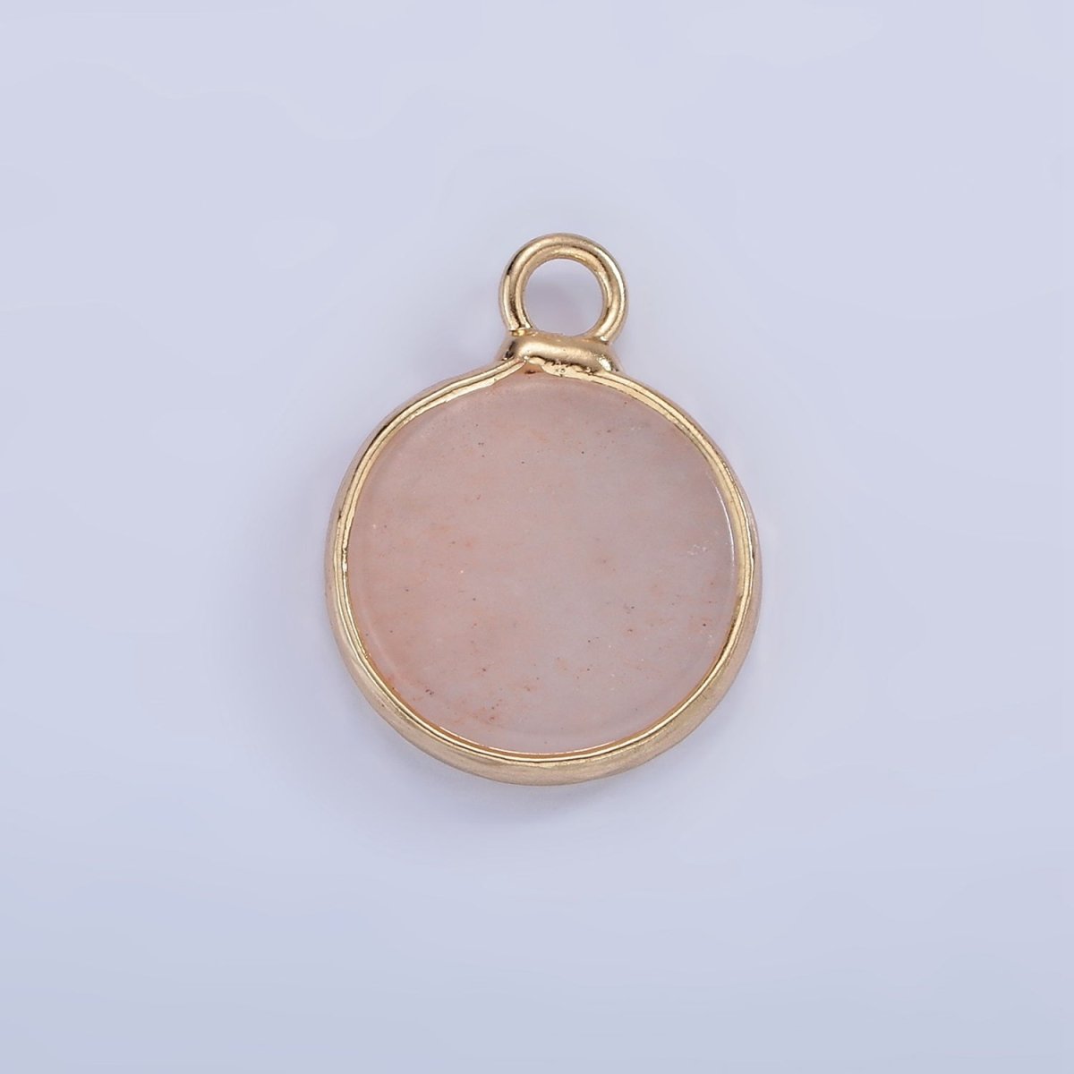 14K Gold Filled Amazonite, Pink Quartz, Onyx, Howlite, Blue Lapis Round Bezel Charm | N1691 - N1695