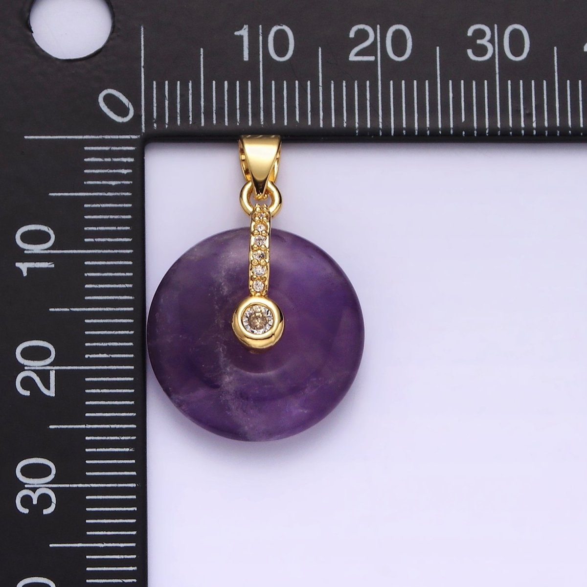 14K Gold Filled Amethyst Clear CZ Dangle Micro Paved Pendant | AA540