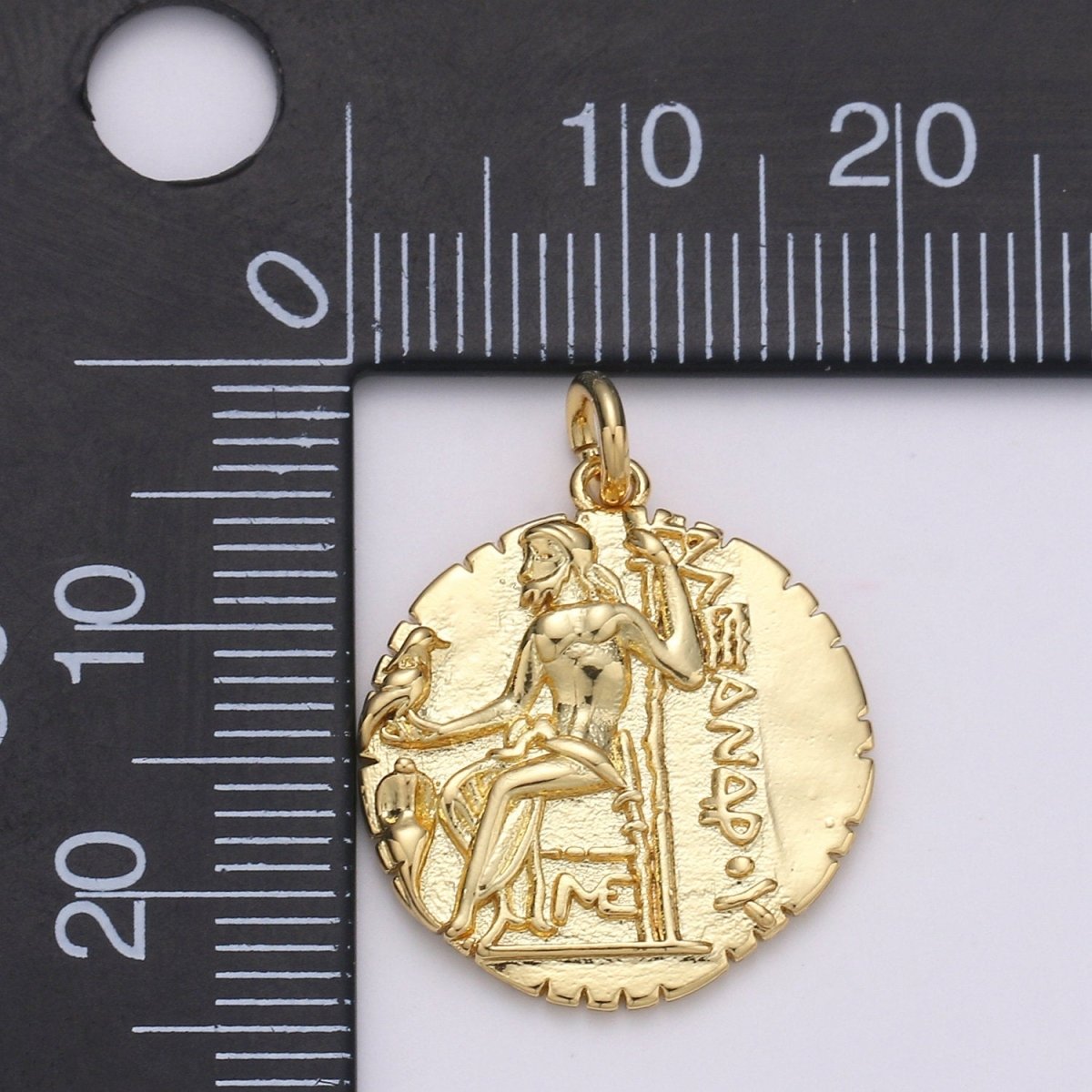 14k Gold Filled Ancient Gold Coin Pendant, Greek Warrior Alexander the Great Coin Pendant, Earing DIY, Roman Coin Pendant, Earing Coin D-151