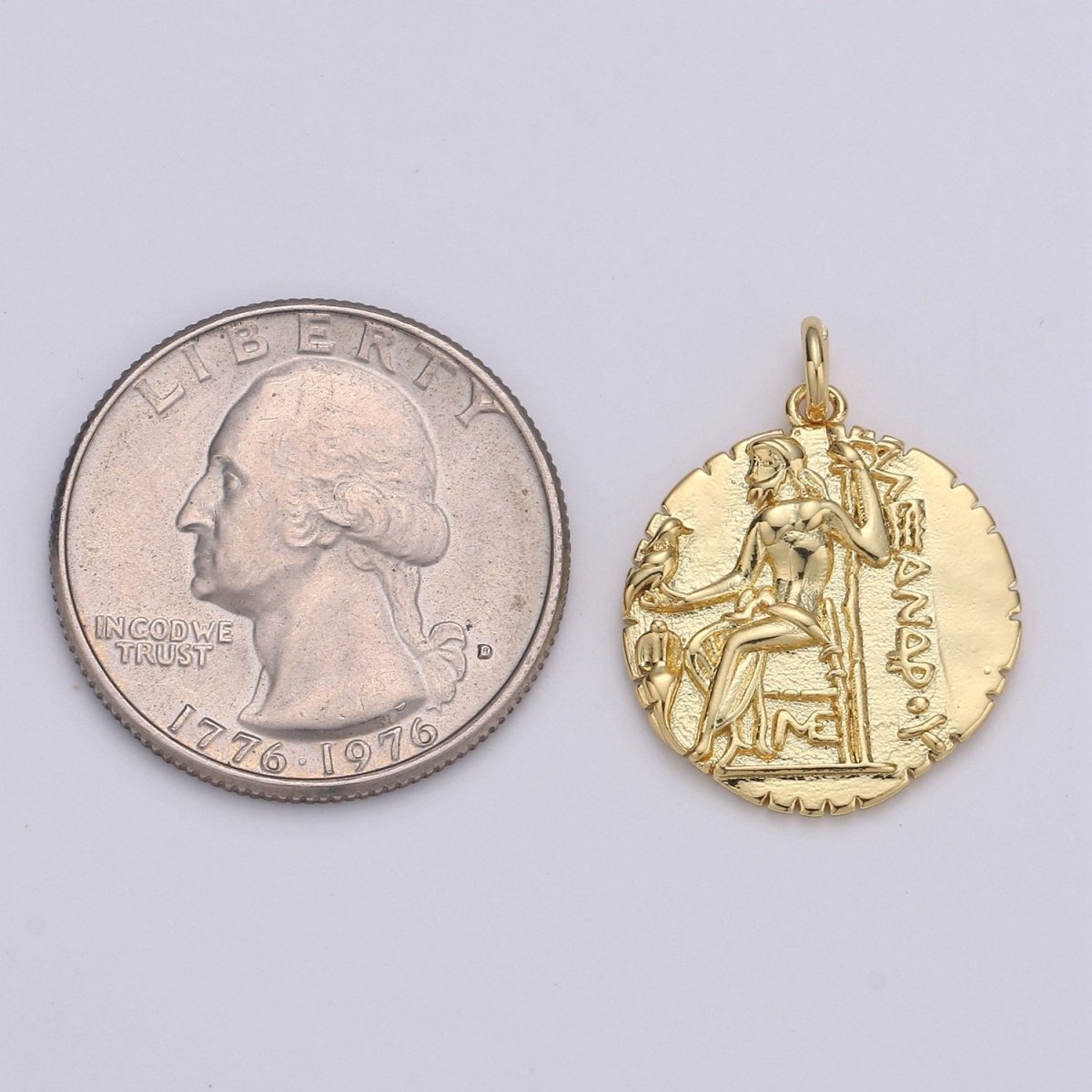 14k Gold Filled Ancient Gold Coin Pendant, Greek Warrior Alexander the Great Coin Pendant, Earing DIY, Roman Coin Pendant, Earing Coin D-151
