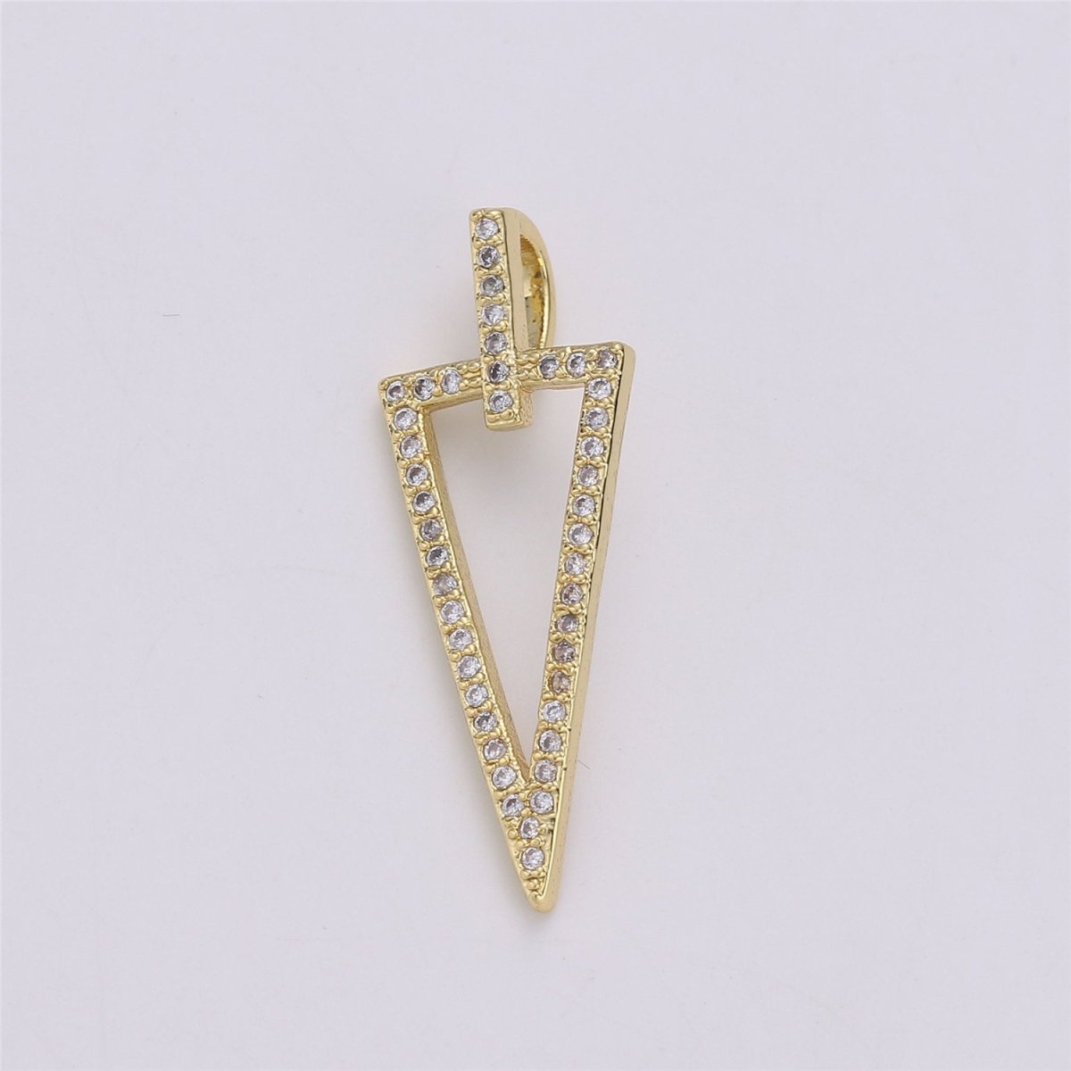 14k Gold Filled Arrowhead Pendant Charm Triangle Necklace Charm Micro Pave geometric Jewelry Supply 32x11mm, C-859