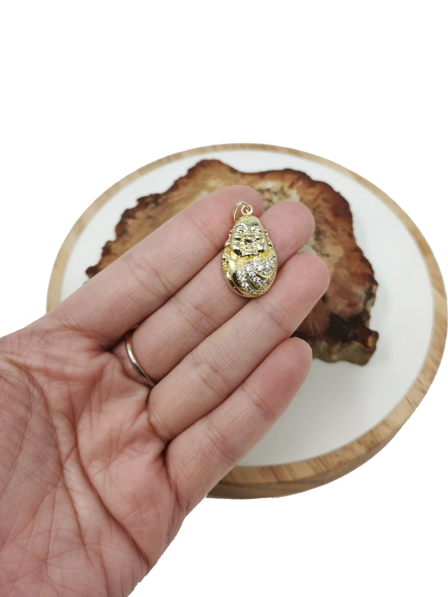 14K Gold Filled Baby Buddha Pendant Micro Pave Dainty Buddha Charm Religious Jewelry Making Necklace Bracelet Component I-308