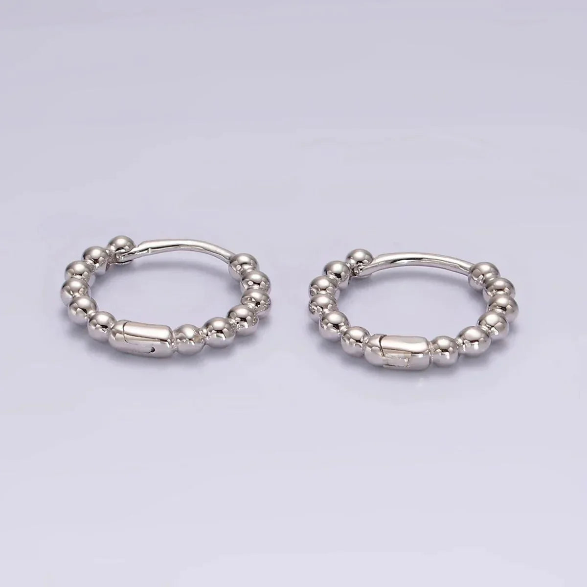 14K Gold Filled Beaded Ball Round Bubble Huggie Hoop Earring | P373