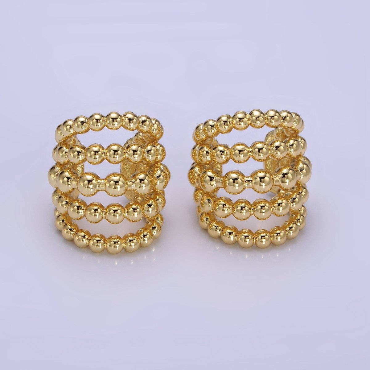 14K Gold Filled Beaded Bubble Multiple Band Wide Ear Cuff Earrings (1pcs) | AI156