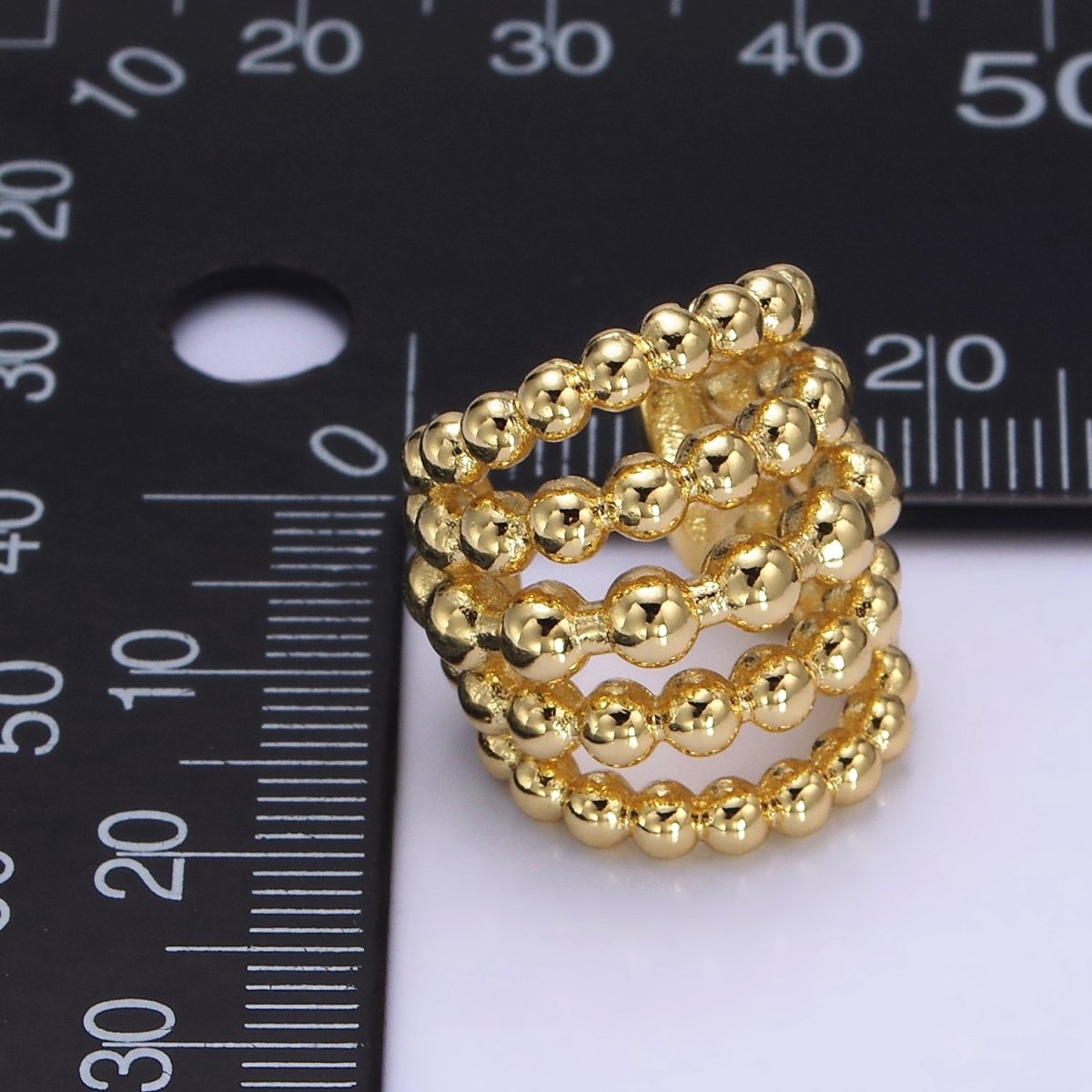 14K Gold Filled Beaded Bubble Multiple Band Wide Ear Cuff Earrings (1pcs) | AI156