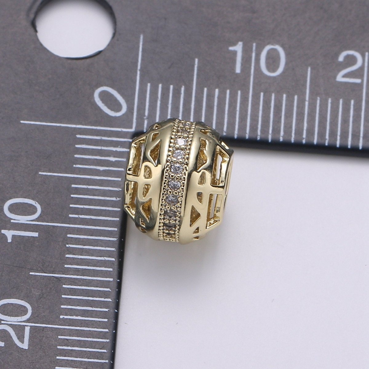 14K Gold Filled Beads - Micro Pave Beads - Gold Barrel Beads - Stacked Barrel for Bracelet Necklace Jewelry Making Supply 8.7x10.7mm B-329