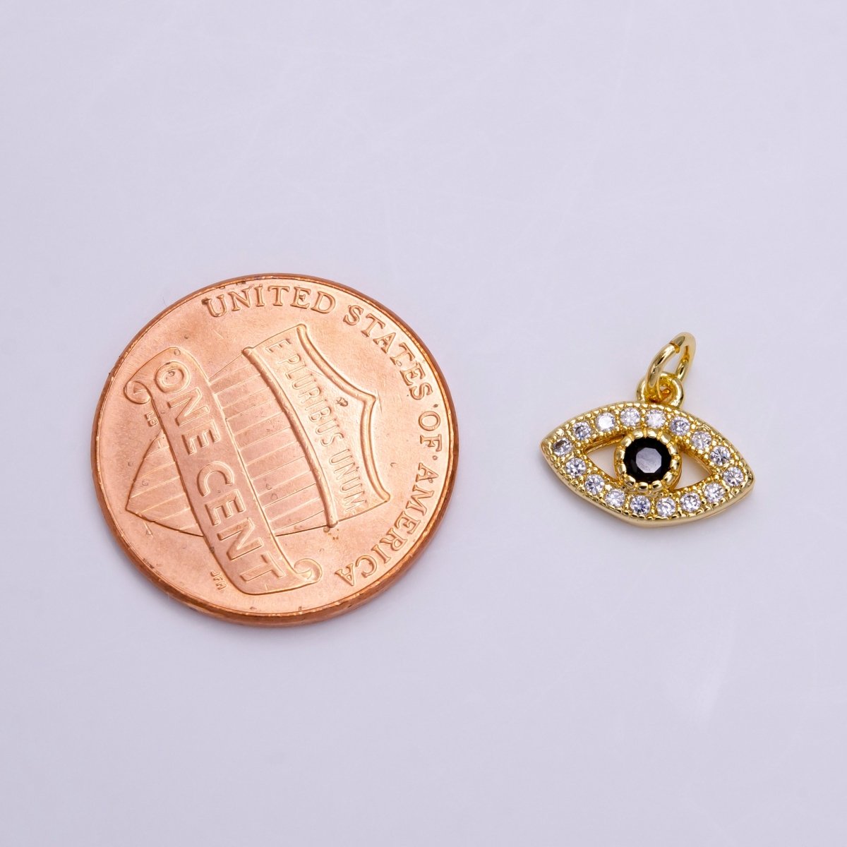 14K Gold Filled Black CZ Evil Eye Micro Paved Open Mini Add-On Charm | AC1462