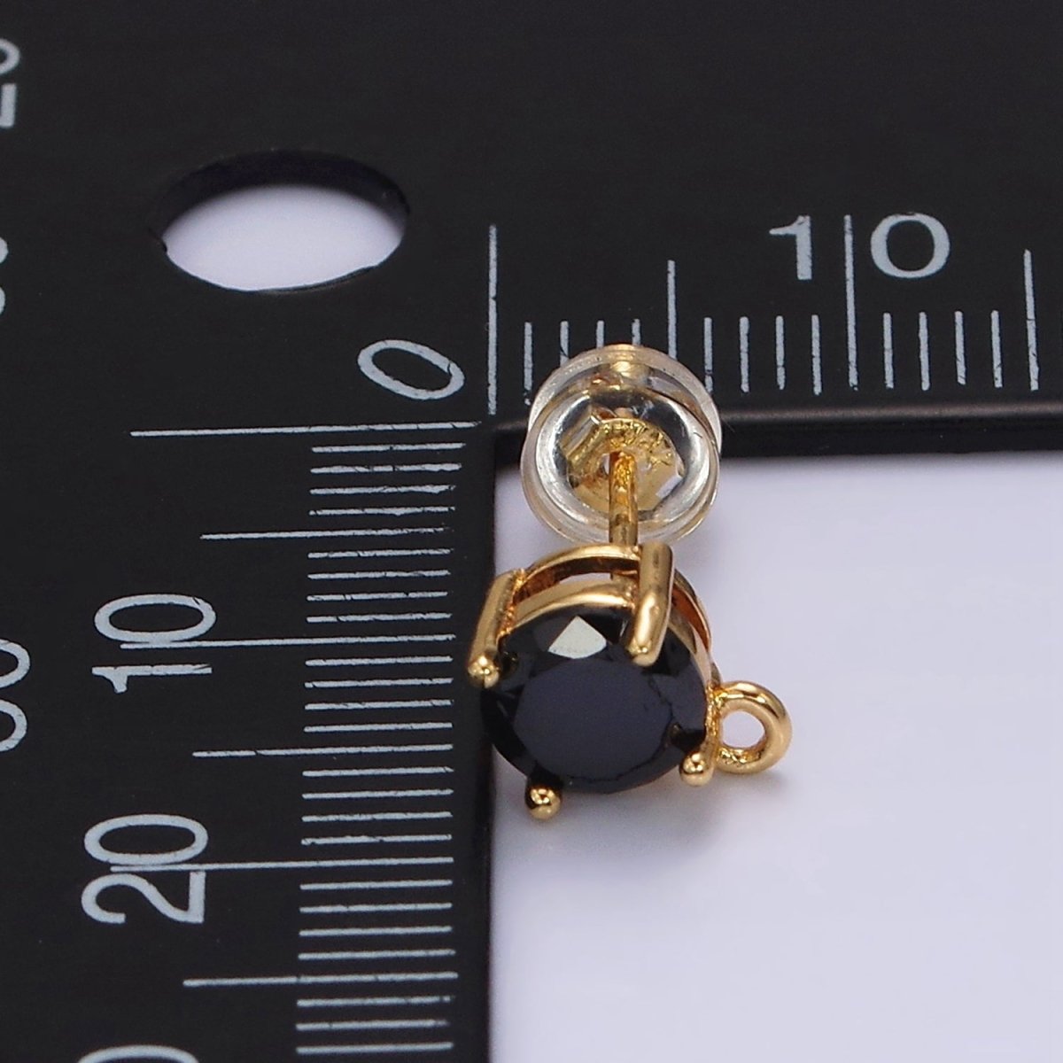 14K Gold Filled Black CZ Round Open Loop Stud Earrings | Z627