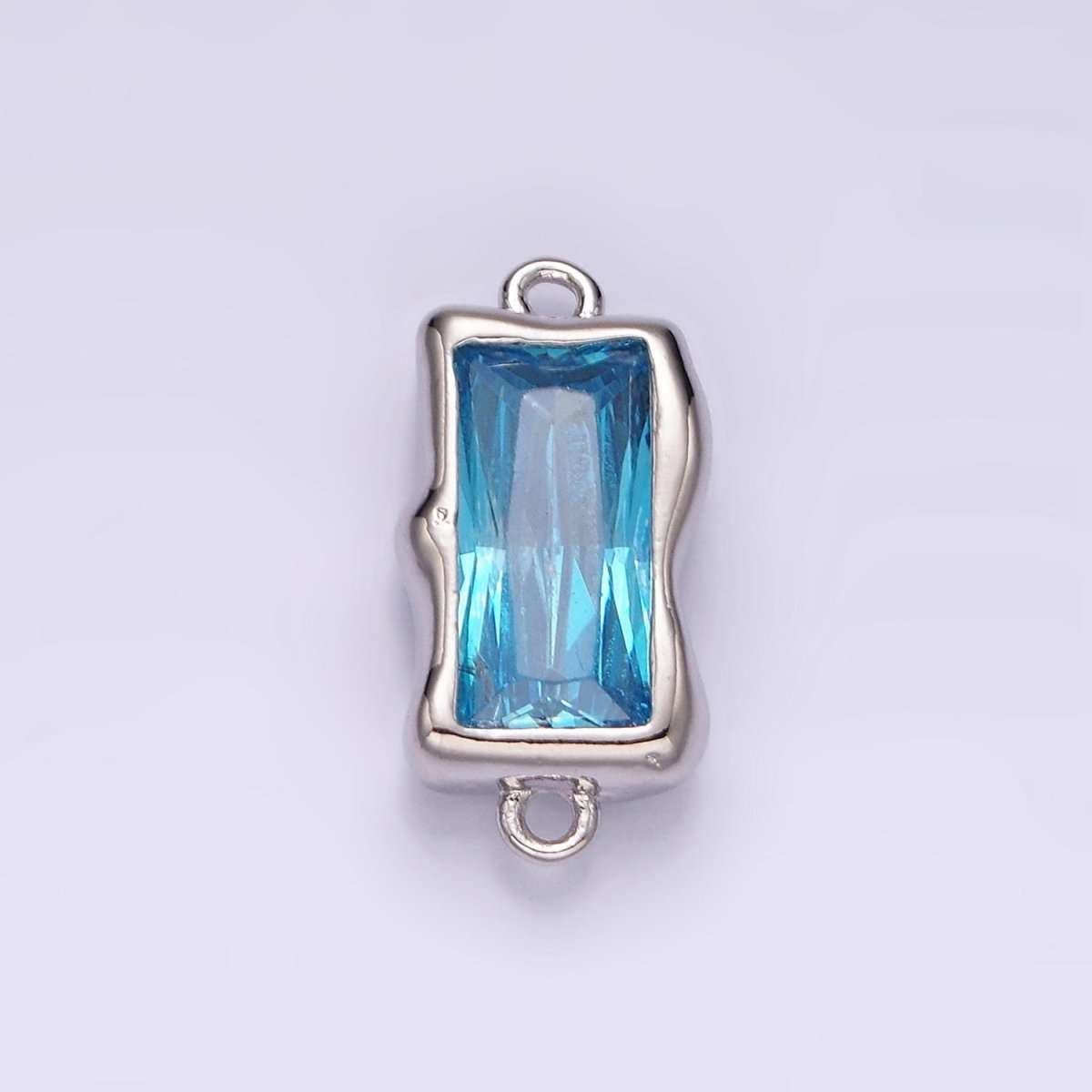 14K Gold Filled Blue, Baby Blue Baguette Molten Connector | G256