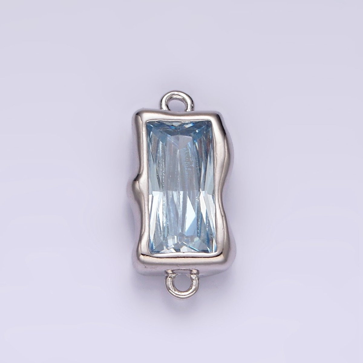 14K Gold Filled Blue, Baby Blue Baguette Molten Connector | G256