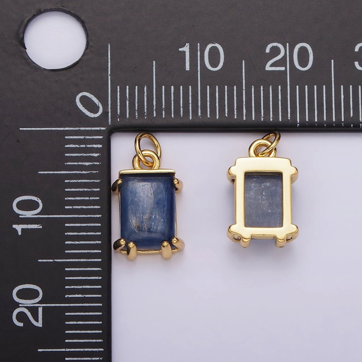 14K Gold Filled Blue Kyanite Rectangular Bezel Charm | AG563
