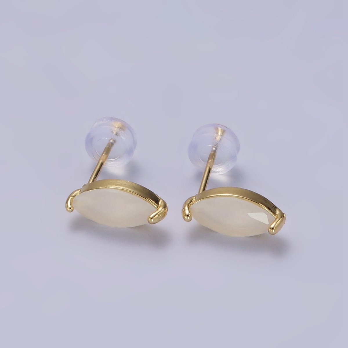 14K Gold Filled Blue, Purple, Olive, White, Green, Clear, Red, Fuchsia, Vermilion, Yellow Marquise Stud Earrings | AE695 - AE704