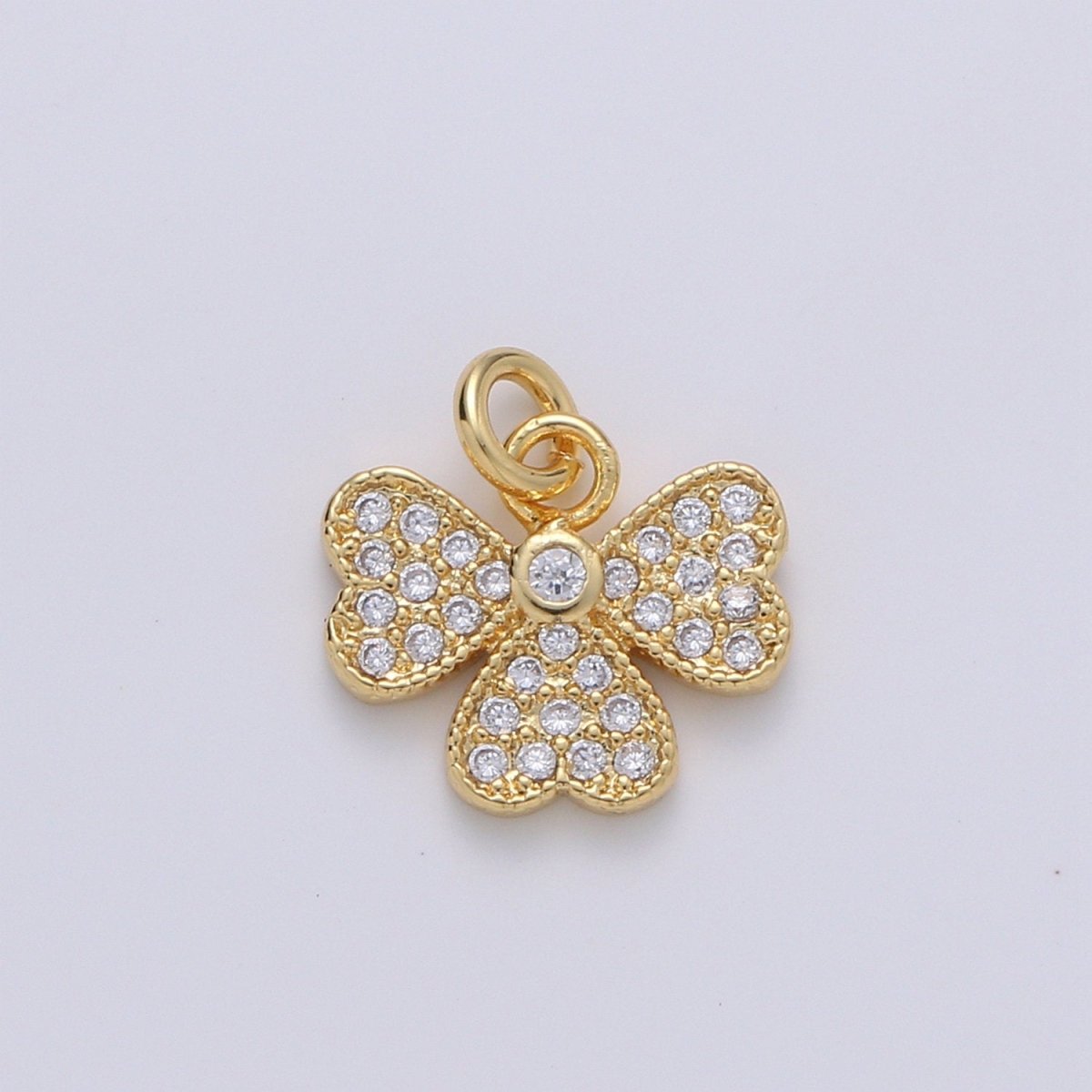 14k Gold Filled Bow Charm Micro Pave Ribbon Charm, Clear Cubic Charms, CZ Gold Mini Charm, Dainty Minimalist Jewelry Supply D-710