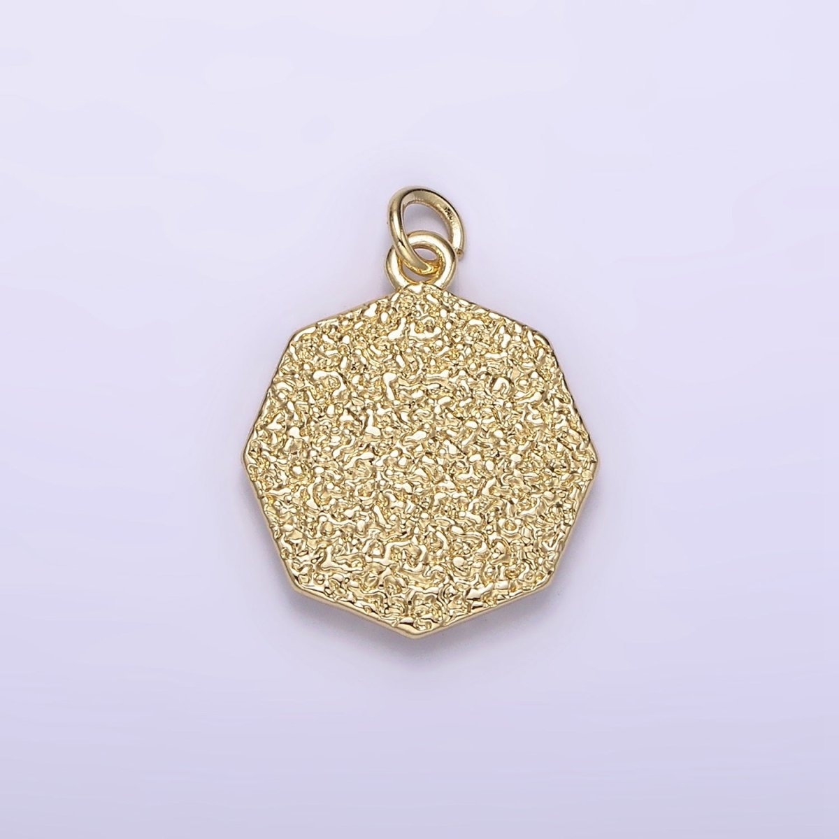 14K Gold Filled Braided Girl Princess Mermaid Lady Portrait Cameo CZ Hammered Octagonal Charm | AG184