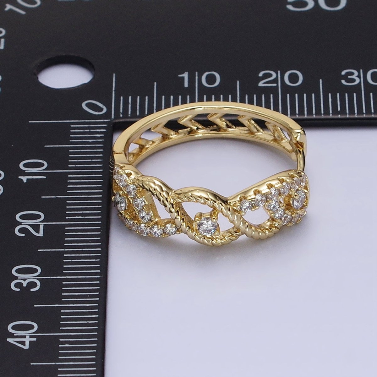 14K Gold Filled Braided Twist Micro Paved CZ Open Filigree Endless Hoop Huggie Earrings | AD1387