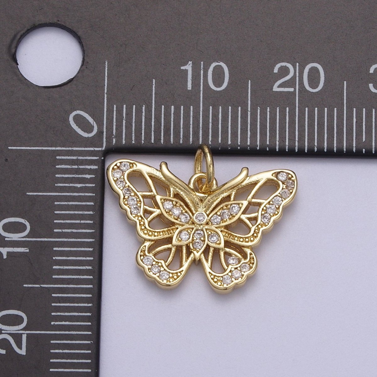 14k Gold Filled Butterfly Charm Mini Mariposa Pendant Micro Pave Animal Insect Jewelry Inspired N-667
