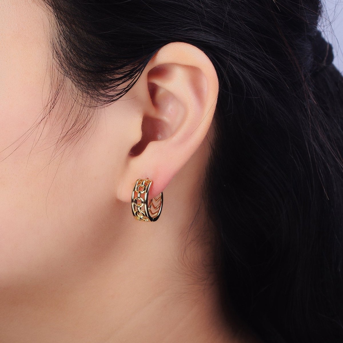 14K Gold Filled Cable Link Arrow 17.5mm Geometric Hoop Earrings | AB239