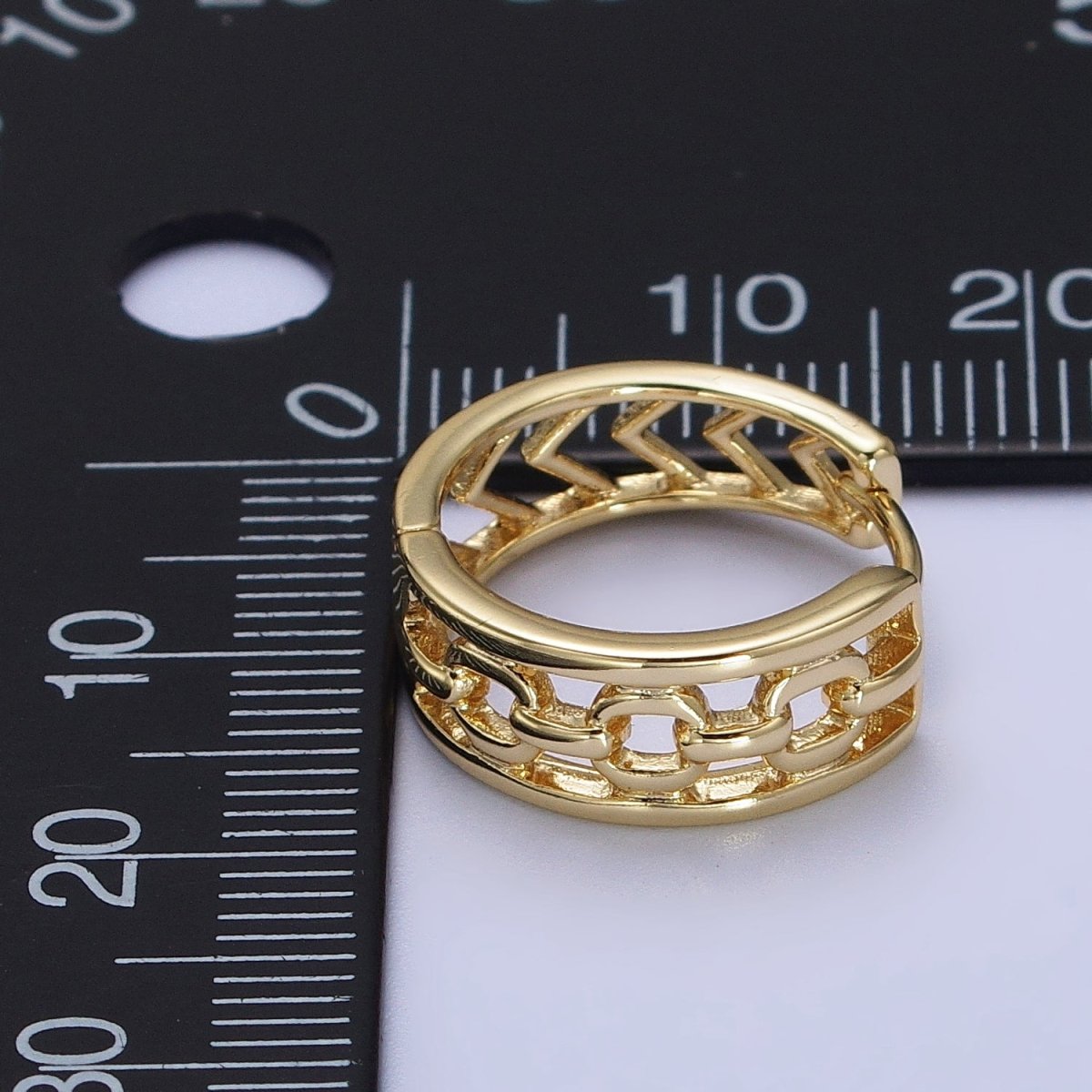 14K Gold Filled Cable Link Arrow 17.5mm Geometric Hoop Earrings | AB239