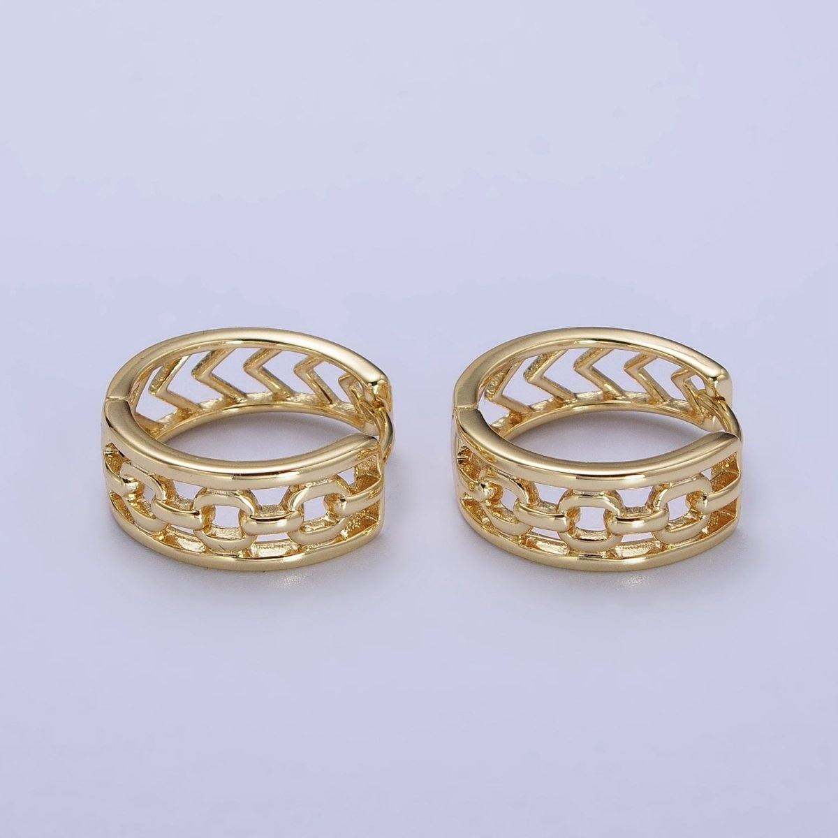 14K Gold Filled Cable Link Arrow 17.5mm Geometric Hoop Earrings | AB239
