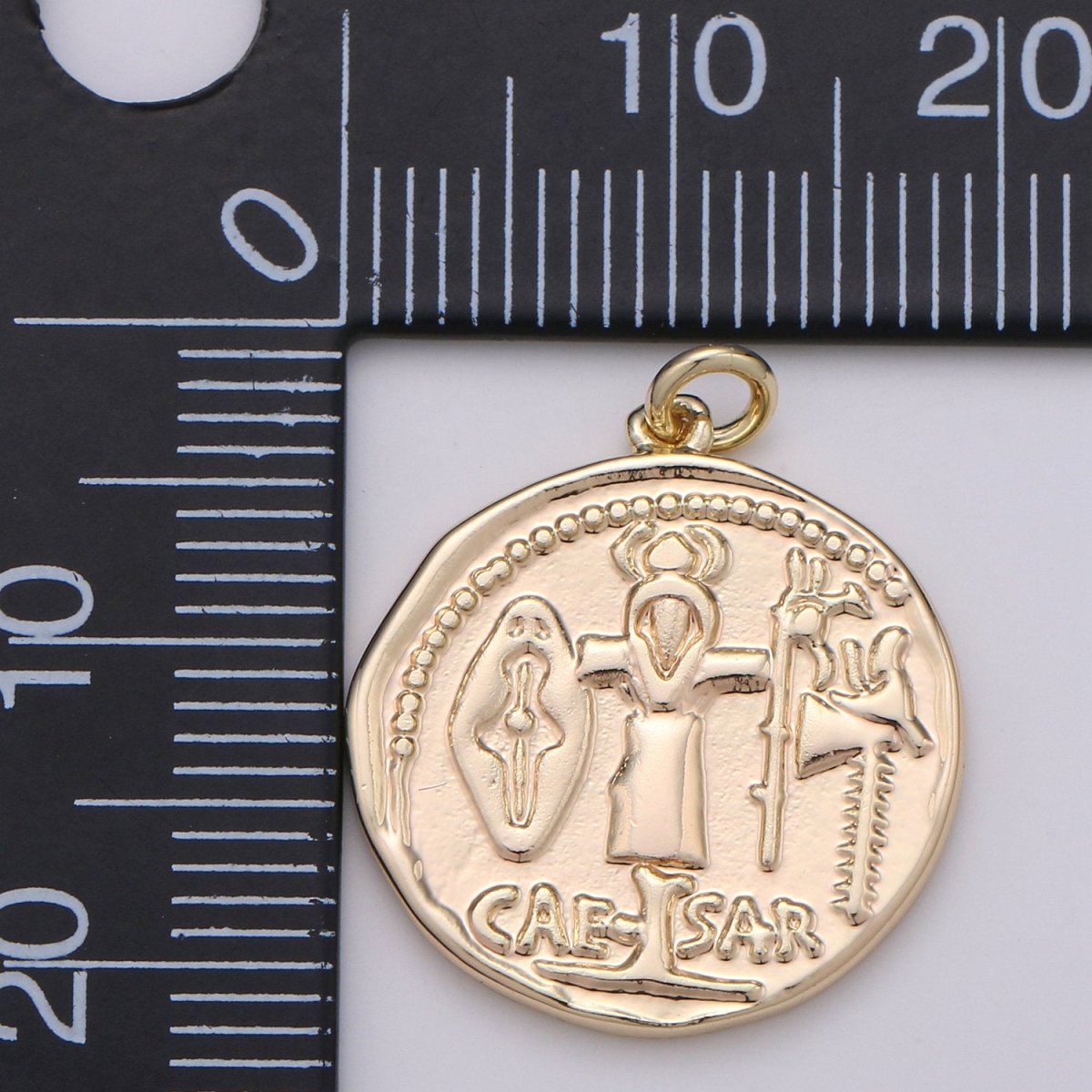 14k Gold Filled Caesar coin charms Dainty Greek charms, Olympus charms Caesar pendant, Caesar charms, medallion charms for Necklace Bracelet D-390