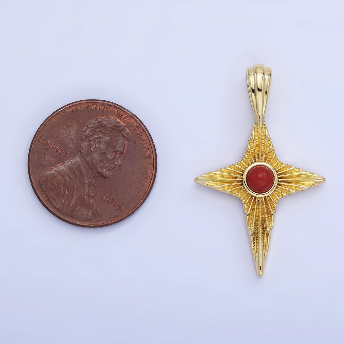 14K Gold Filled Carnelian Celestial Sunburst Star Pendant | AA1247