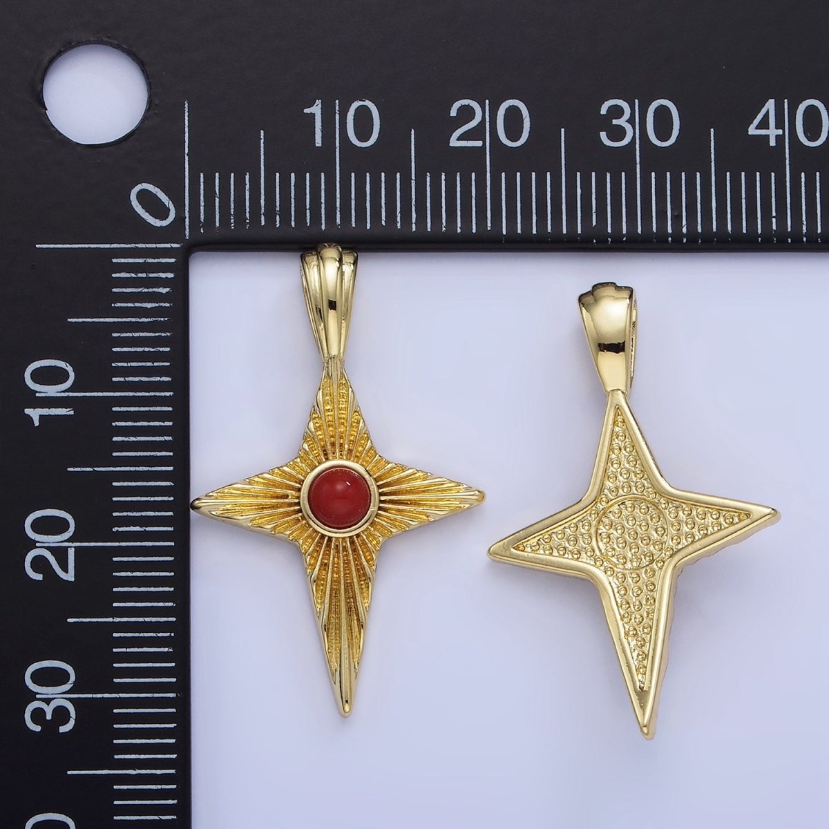 14K Gold Filled Carnelian Celestial Sunburst Star Pendant | AA1247
