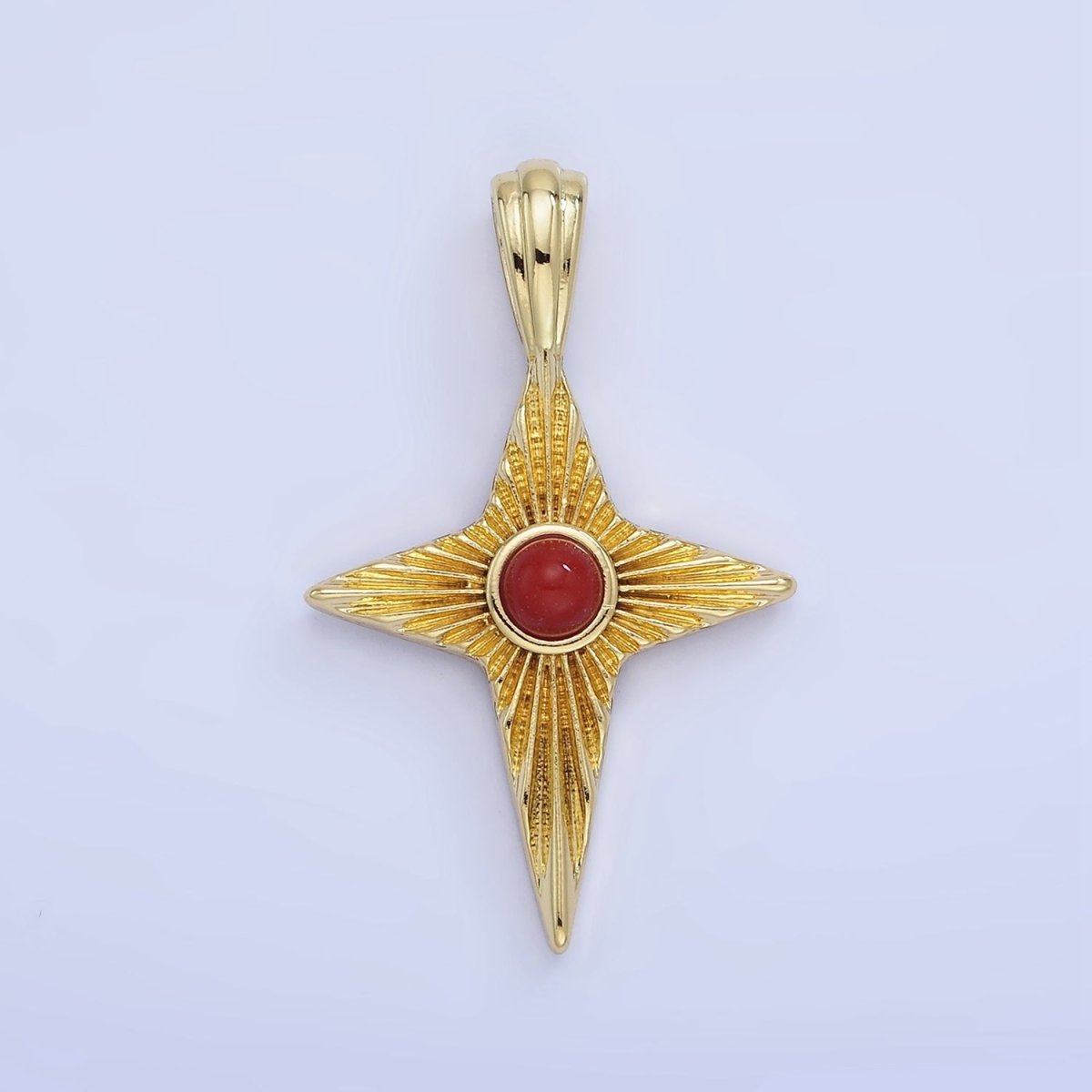 14K Gold Filled Carnelian Celestial Sunburst Star Pendant | AA1247