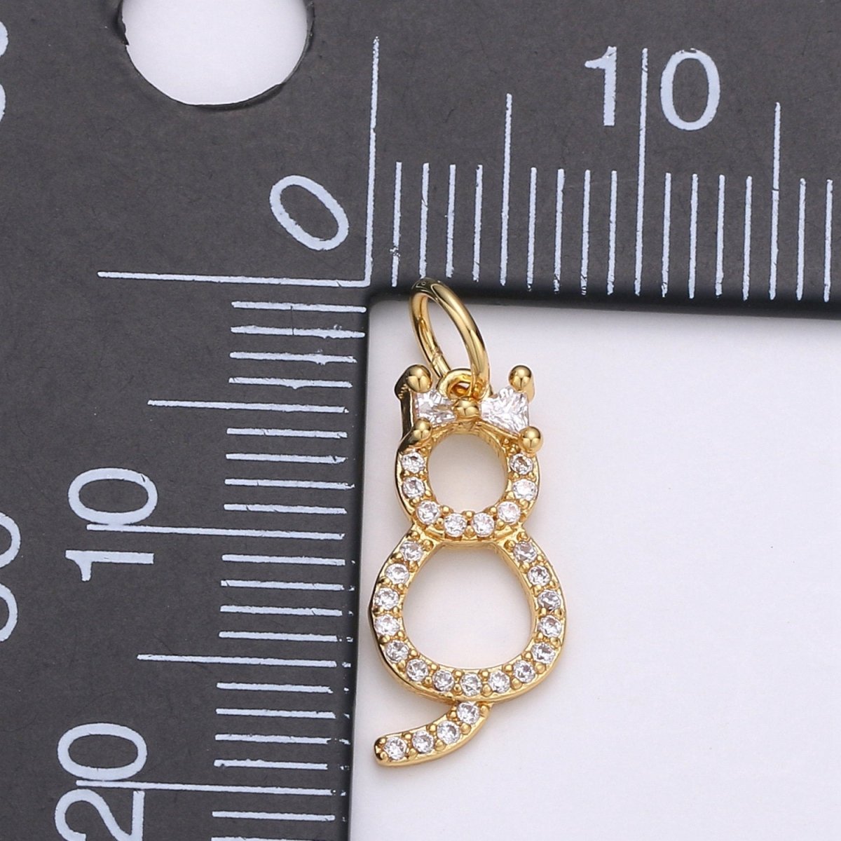 14k Gold Filled Cat charms, Cubic Cat pendant, Micro Pave pendant, Cute Kawaii necklace cz charms, Cubic zirconia Animal Jewelry, D-689